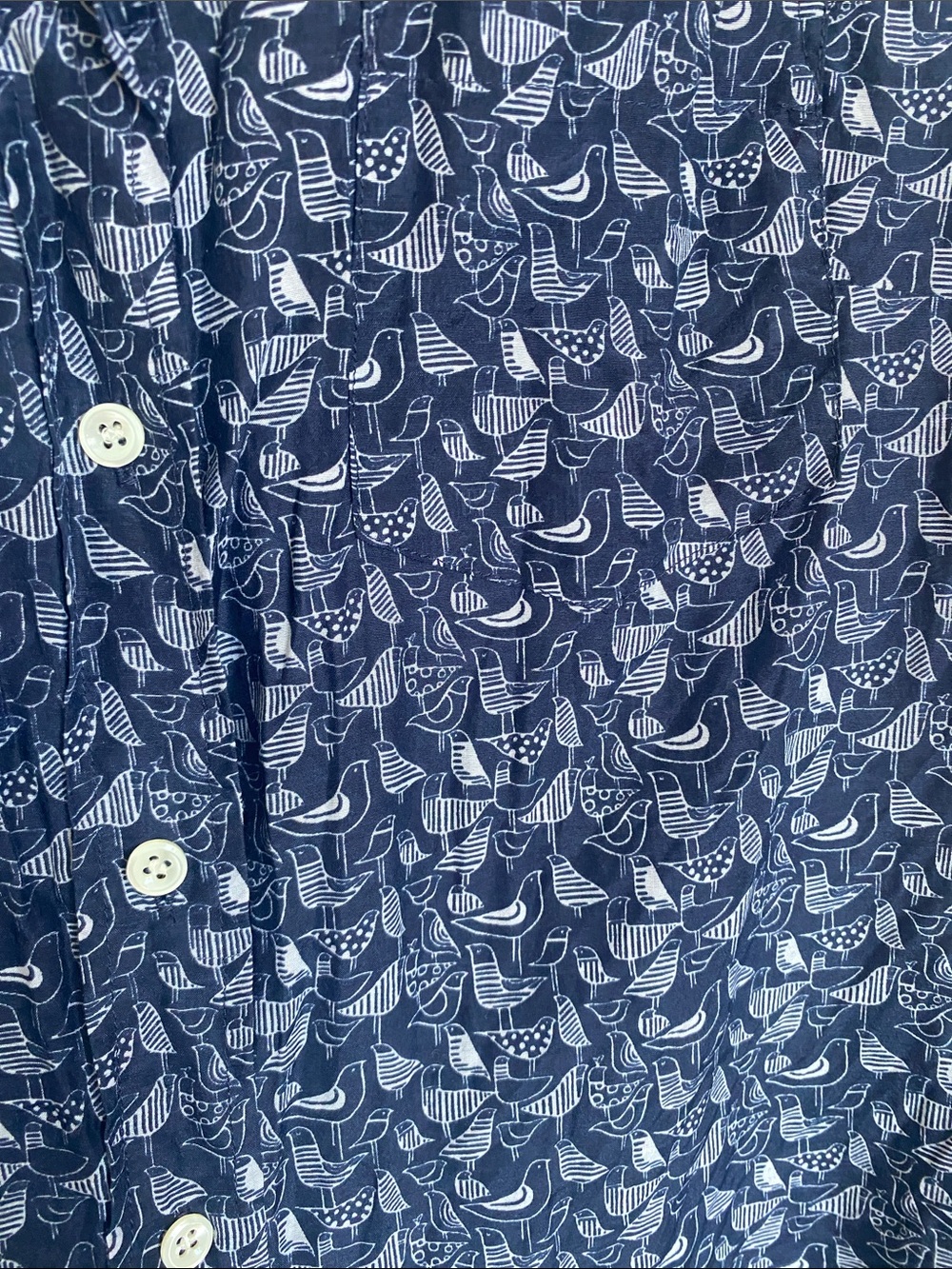 J. Crew Women’s Navy Novelty Bird Print Button-Down Silk Blend Boy Shirt Size 6 - Picture 3 of 6